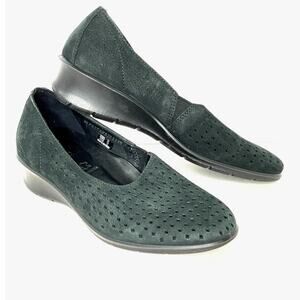 ECCO Felicia Perforated Slip On Shoes Nubuck Leather Black Size 37 EU 6.5 US